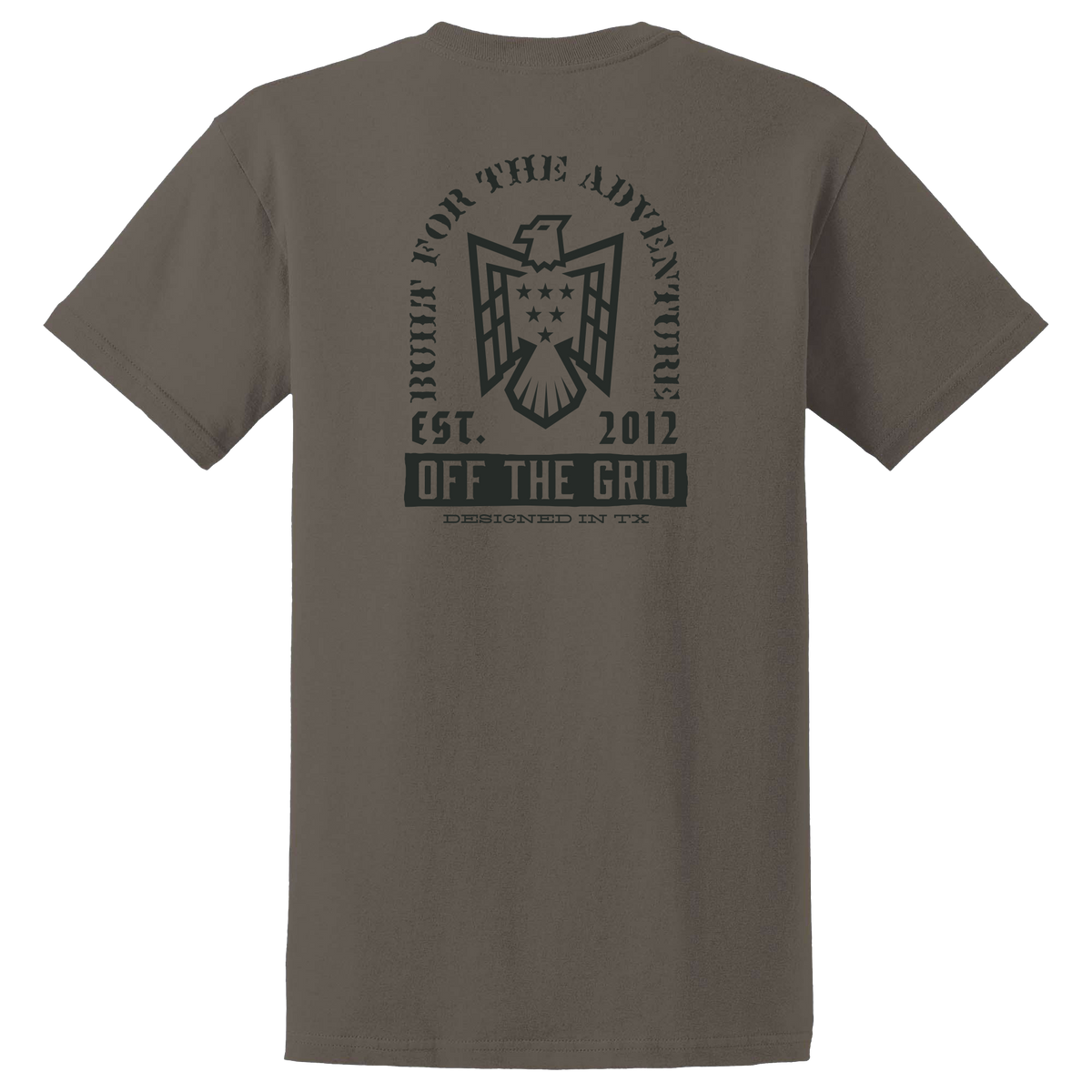 Black Soaring Eagle T-shirt by Off The Grid Surplus featuring a detailed eagle graphic on the front.