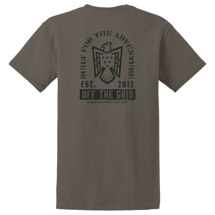 Black Soaring Eagle T-shirt by Off The Grid Surplus featuring a detailed eagle graphic on the front.