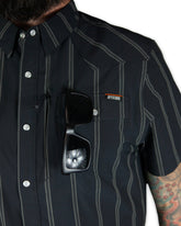 Off The Grid Surplus Daryll SS Shirt in vintage black, button-up shirt with classic collar and long sleeves, casual style.