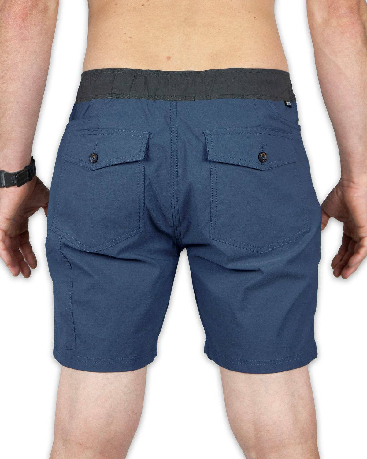 Grey blue Thunderbird Short by Off The Grid Surplus, displayed flat, showcasing comfortable fit and stylish casual design.