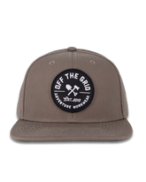 Black Off The Grid Surplus jobsite hat with adjustable strap and durable fabric, designed for work environments.