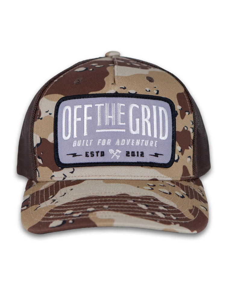 Off The Grid Surplus Ranch Hand Hat in sable duck camo with a black brim, rugged and durable for outdoor wear.