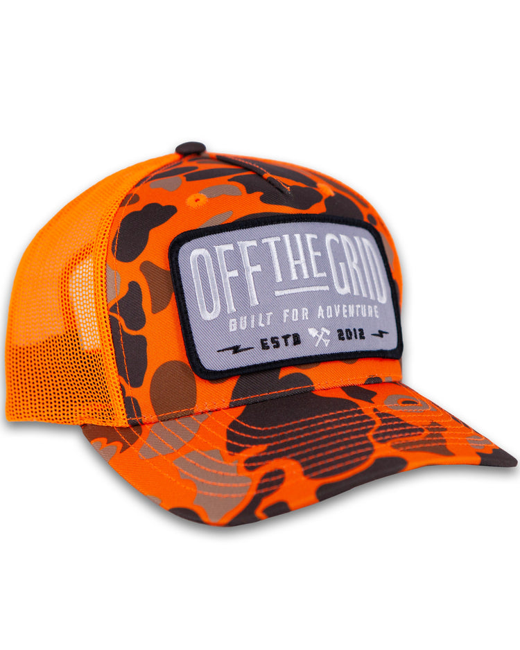 Off The Grid Surplus Ranch Hand Hat in sable duck camo with black brim, outdoor hat designed for rugged wear.