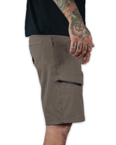 Mens Field Short Deadwood by Off The Grid Surplus, lightweight cargo shorts in earthy brown with multiple pockets.