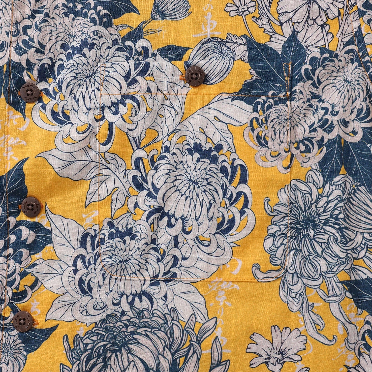 Yellow Hawaiian shirt for men by Outlets Yiume, short sleeve Japanese flower print with camp collar, 100% cotton, casual summer style.