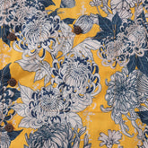 Yellow Hawaiian shirt for men by Outlets Yiume, short sleeve Japanese flower print with camp collar, 100% cotton, casual summer style.