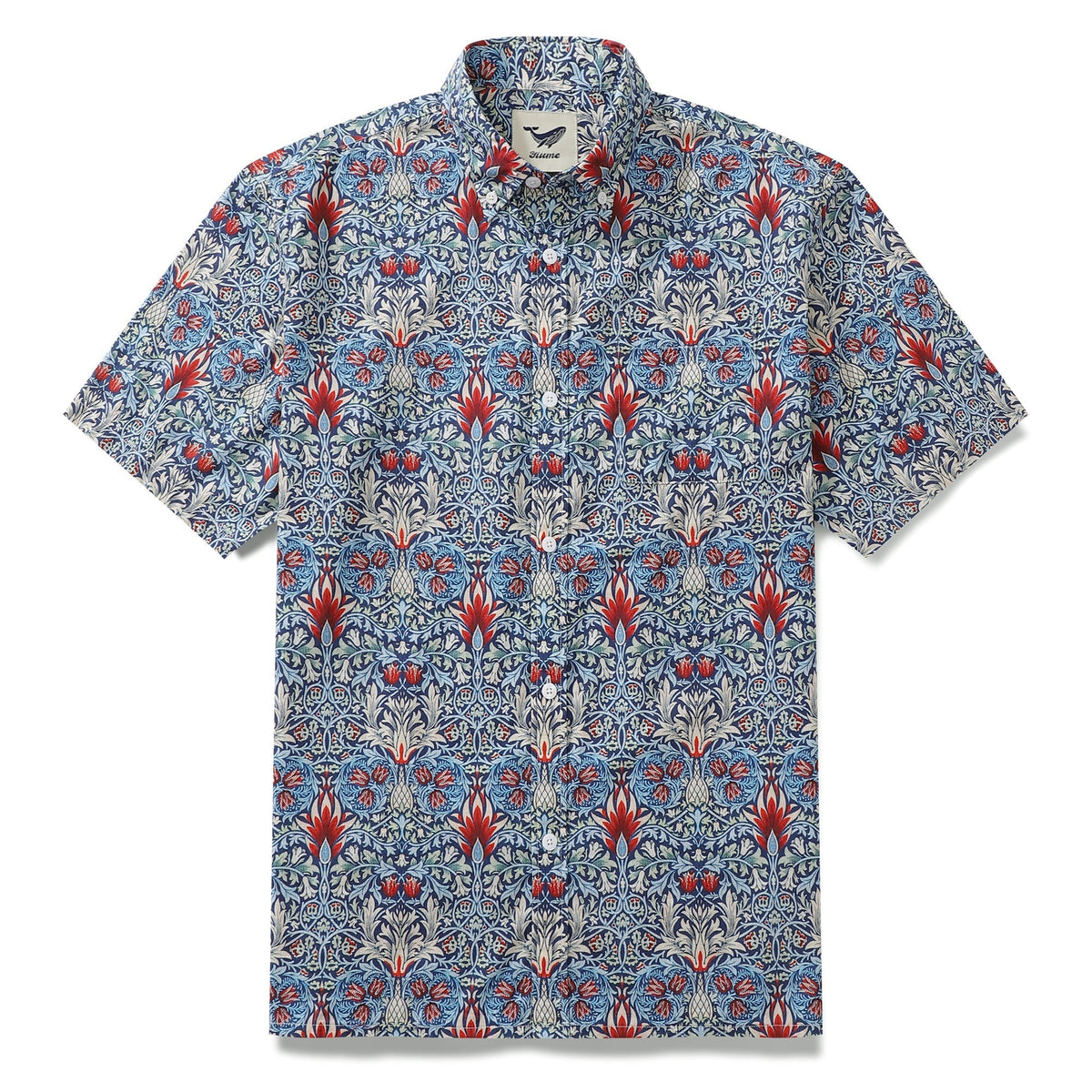 Men’s Hawaiian Snakehead designer short sleeve shirt by Outlets Yiume, 100% cotton with vibrant tropical snakehead print.