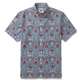 Men’s Hawaiian Snakehead designer short sleeve shirt by Outlets Yiume, 100% cotton with vibrant tropical snakehead print.