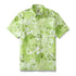 Green tropical floral cotton Hawaiian shirt for men, short sleeve button-down Aloha style by Outlets Yiume.