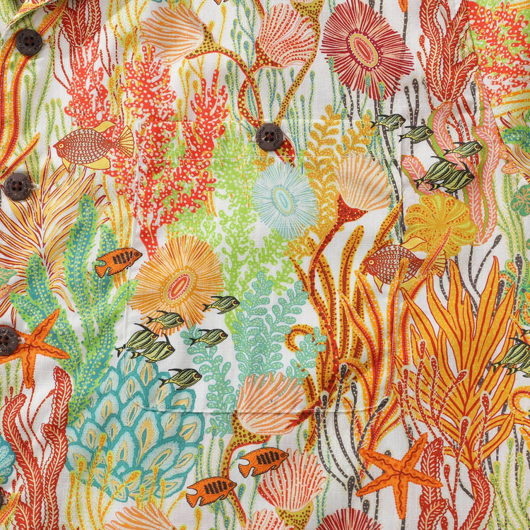 Orange Hawaiian fish print men&