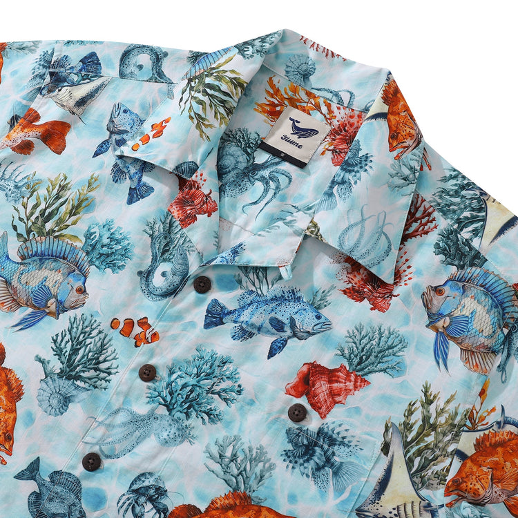 Bluey Hawaiian fish print men&