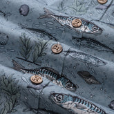Gray Hawaiian fish print cotton men&