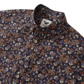Men’s Hawaiian button-down shirt by Outlets Yiume, short sleeve, 100% cotton, featuring vibrant tropical print.