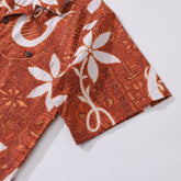 Red Hawaiian shirt for men by Outlets Yiume, short sleeve Tiki Hawaii shirt with camp collar, made of 100% cotton.