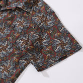 Vintage Hawaiian shirt for men by Outlets Yiume, short sleeve, vibrant cycle Morris design, 100% cotton, camp collar.