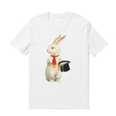 White Easter Hawaiian T-shirt for men by Outlets Yiume, crew neck, 100% cotton with festive Easter and Hawaiian print.