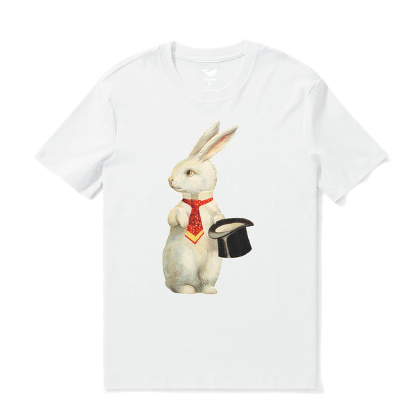 White Easter Hawaiian T-shirt for men by Outlets Yiume, crew neck, 100% cotton with festive Easter and Hawaiian print.