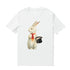 White Easter Hawaiian T-shirt for men by Outlets Yiume, crew neck, 100% cotton with festive Easter and Hawaiian print.