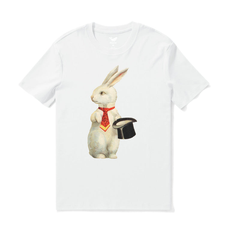 White Easter Hawaiian T-shirt for men by Outlets Yiume, crew neck, 100% cotton with festive Easter and Hawaiian print.