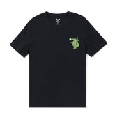 Black Hawaiian T-shirt for men by Outlets Yiume, crew neck, 100% cotton, featuring tropical Hawaiian print for beach or backyard parties.