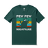 Dark green Hawaiian T-shirt for men with Pew Pew Madafakas Cat graphic, crew neck, made of 100% cotton by Outlets Yiume.