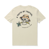Beige Hawaiian T-shirt for men by Loindaflow, featuring tropical print, crew neck, 100% cotton from Outlets Yiume.
