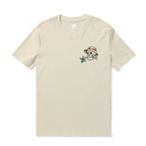 Beige Hawaiian T-shirt for men by Outlets Yiume, crew neck, 100% cotton with tropical print design.