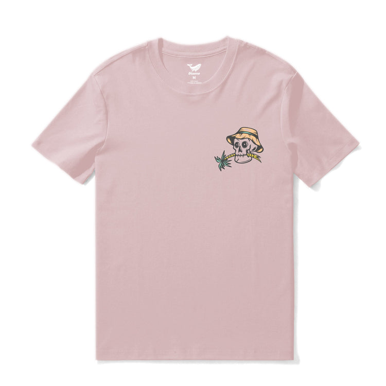 Pink Hawaiian T-shirt for men by Outlets Yiume, 100% cotton crew neck tee with tropical print design.