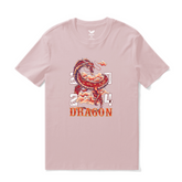 Pink Hawaiian T-shirt for men with Year of the Dragon 2024 design, crew neck, made of 100% cotton by Outlets Yiume.