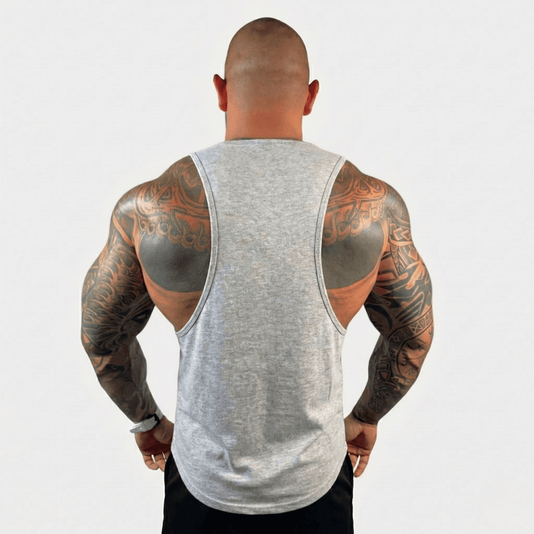 Black Physique Bodyware Drop Arm Tank Top with wide armholes, designed for athletic and casual wear.