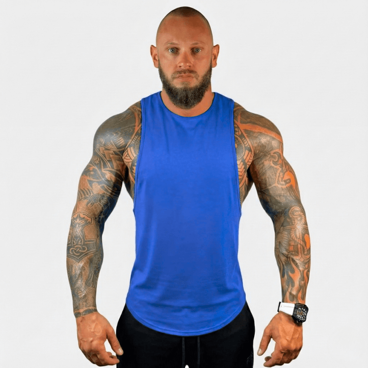Black Physique Bodyware Drop Arm Tank Top with wide arm openings, designed for athletic and casual wear.