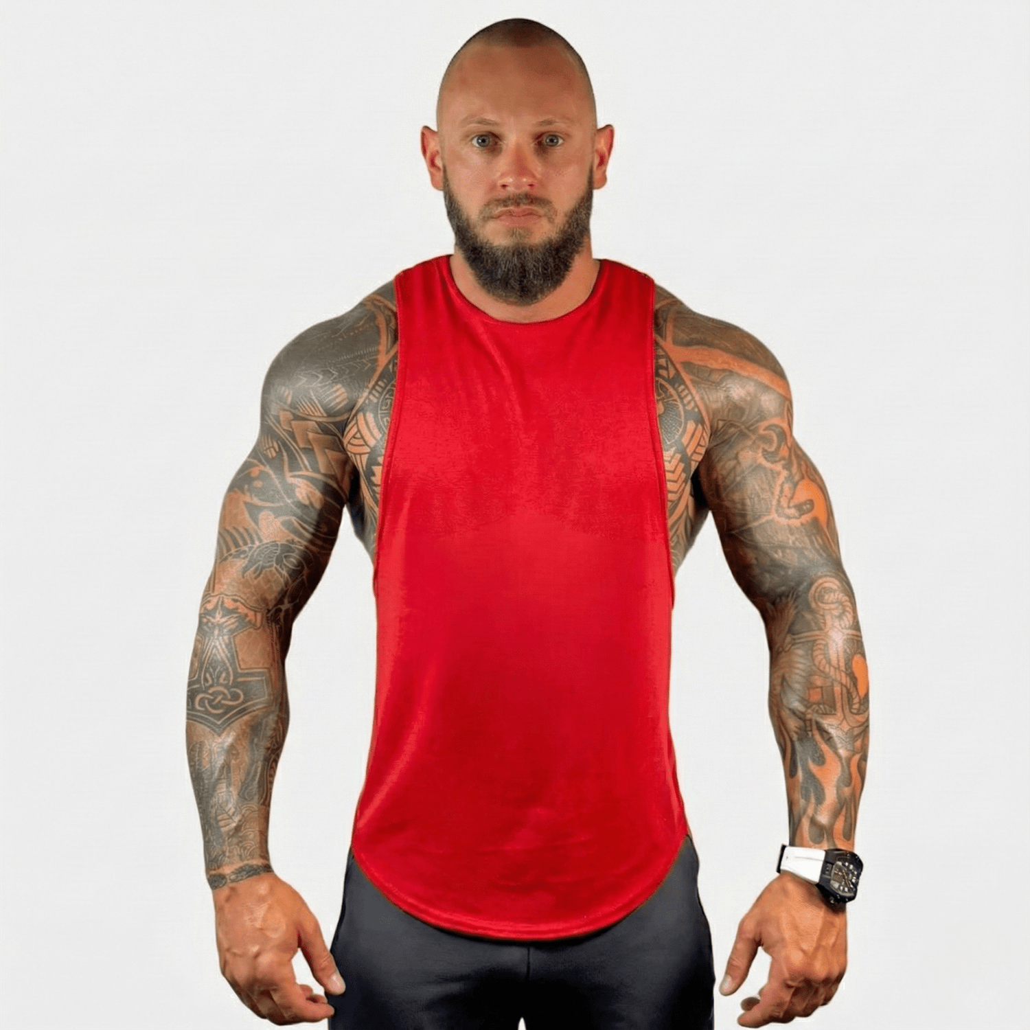 Black Physique Bodyware Drop Arm Tank Top with wide arm openings, designed for active wear and athletic comfort.