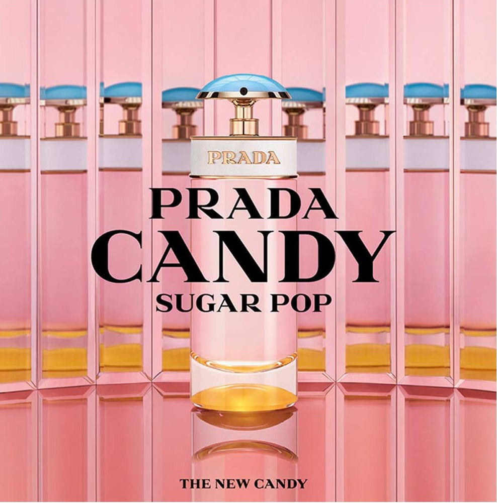 Prada Candy Sugar Pop Eau de Parfum for women in 2.7oz bottle, featuring a stylish perfume bottle with pink accents.
