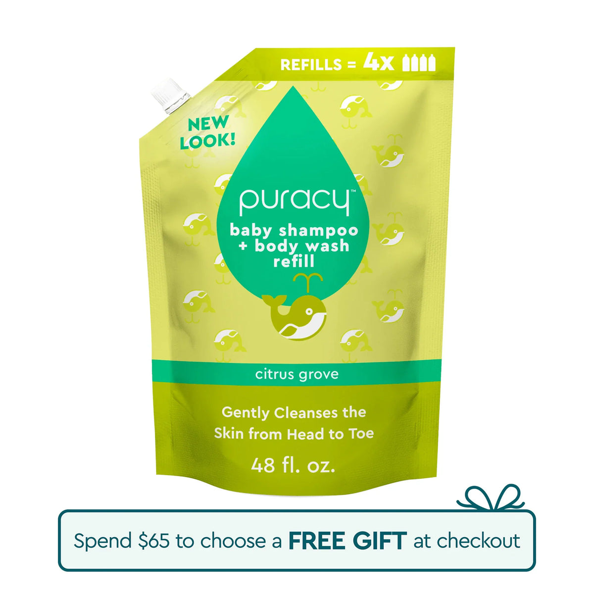 Puracy baby shampoo and body wash in citrus grove scent, tear-free formula, pack of 2, gentle for baby&