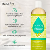 Puracy Baby Shampoo & Body Wash in Citrus Grove scent, tear-free formula, standard pack of two bottles for gentle cleansing.