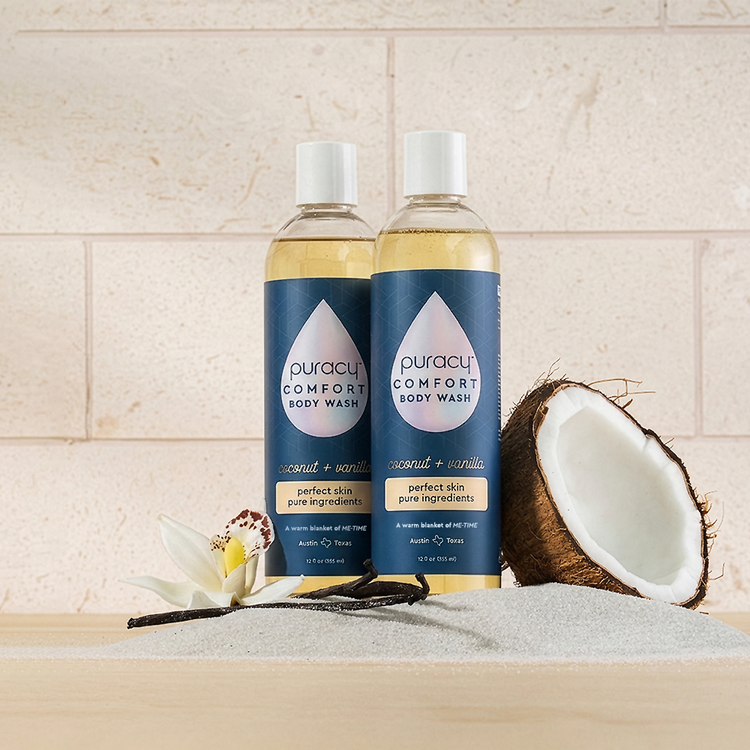 Puracy acidified, pH balanced citrus and sea salt body wash with natural ingredients, gentle cleanse for all skin types.