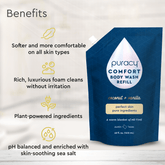 Puracy acidified, pH-balanced citrus and sea salt body wash in a clear bottle with a pump dispenser.