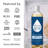Puracy acidified, pH balanced citrus sea salt body wash showing the bottle with citrus slices and sea salt on the label