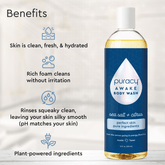 Puracy citrus and sea salt acidified, pH balanced body wash with natural ingredients, designed for gentle cleansing of the skin.