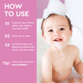Puracy hypoallergenic baby bubble bath with lavender and vanilla scent, featuring a clear bottle with a pump dispenser and gentle formula.
