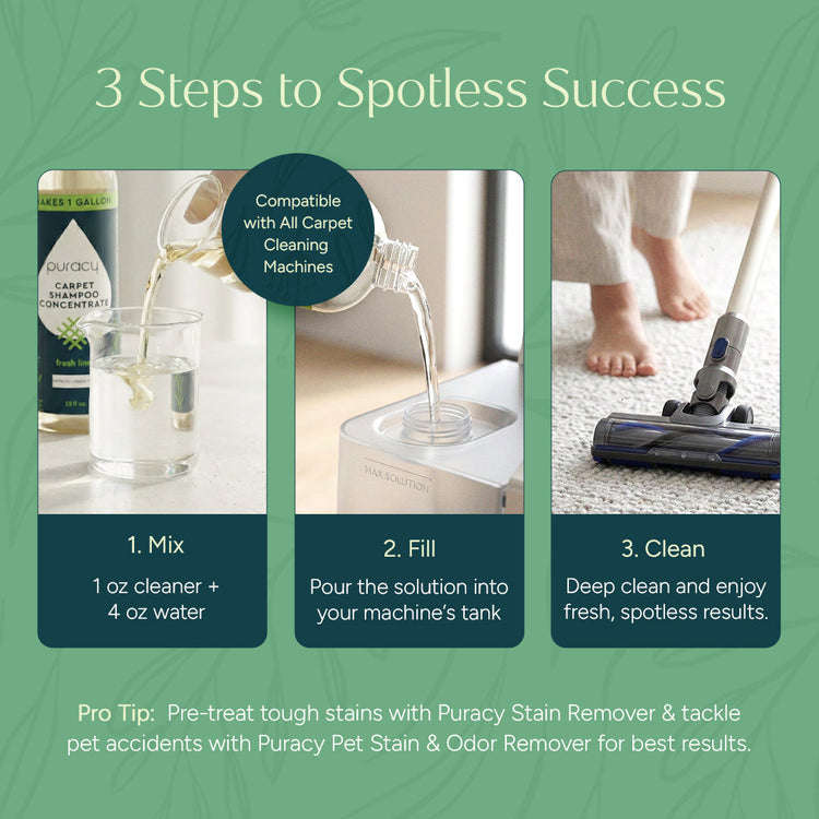 Puracy Carpet & Upholstery Shampoo with fresh citrus scent, suitable for cleaning carpets and upholstery surfaces.