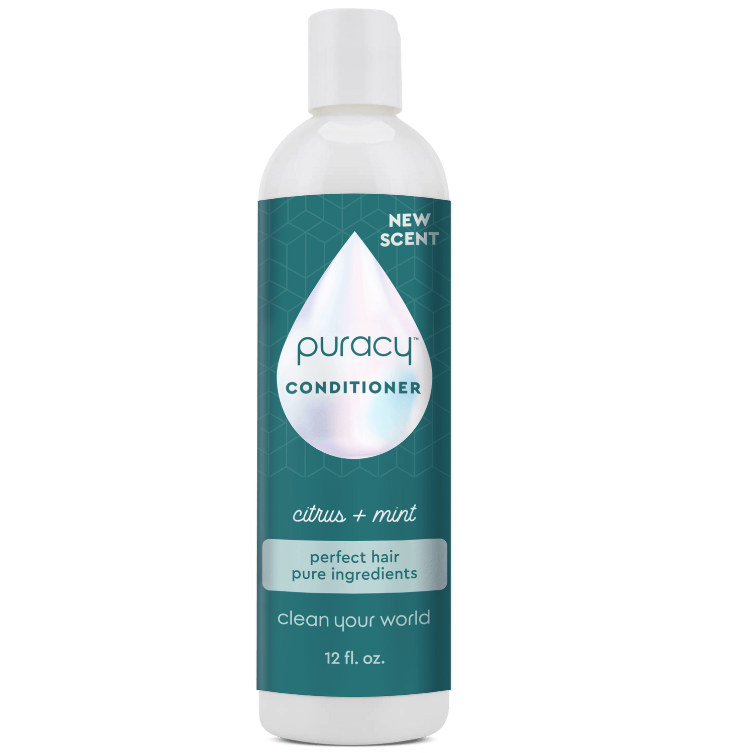 Puracy citrus mint conditioner bottle, sulfate-free, silicone and dimethicone-free, for healthy, refreshed hair.