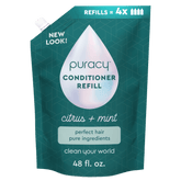 Puracy citrus mint conditioner in a bottle, sulfate-free, silicone-free, with a refreshing citrus mint scent for healthy hair.