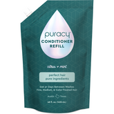 Puracy conditioner in citrus mint scent, sulfate and silicone free, featuring natural ingredients for nourishing hair.