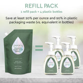 Three bottles of Puracy lavender vanilla foaming hand soap with pump dispensers, showcasing the product and packaging.