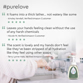 Set of three Puracy foaming hand soaps in lavender vanilla scent, featuring pump bottles with clear labels.