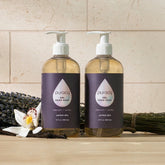 Puracy Lavender Vanilla Gel Hand Soap in a standard pack of two bottles, featuring a soothing lavender vanilla scent.
