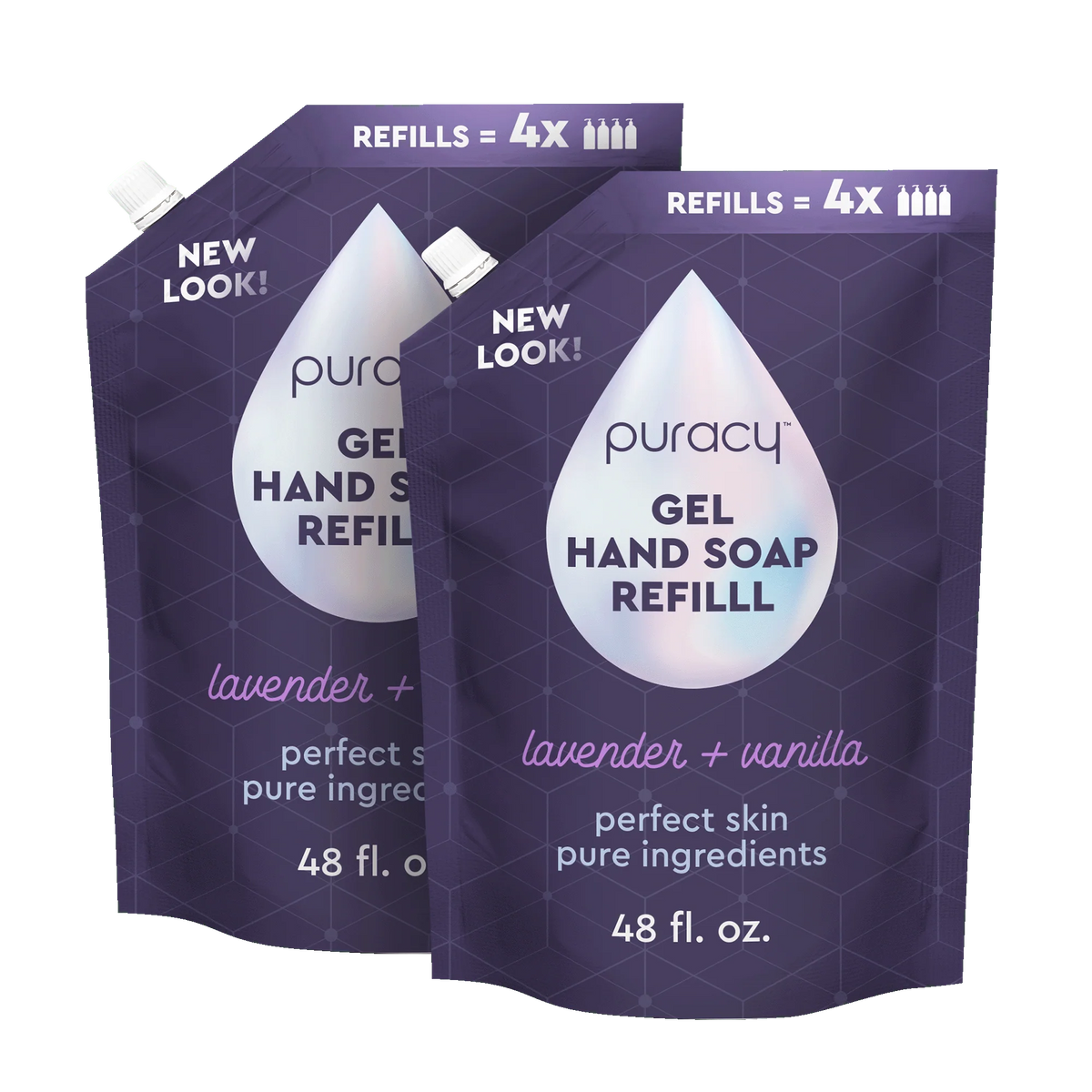 Puracy lavender vanilla gel hand soap set of 2 with moisturizing formula, gentle cleanser for hands.