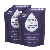 Puracy lavender vanilla gel hand soap set of 2 with moisturizing formula, gentle cleanser for hands.