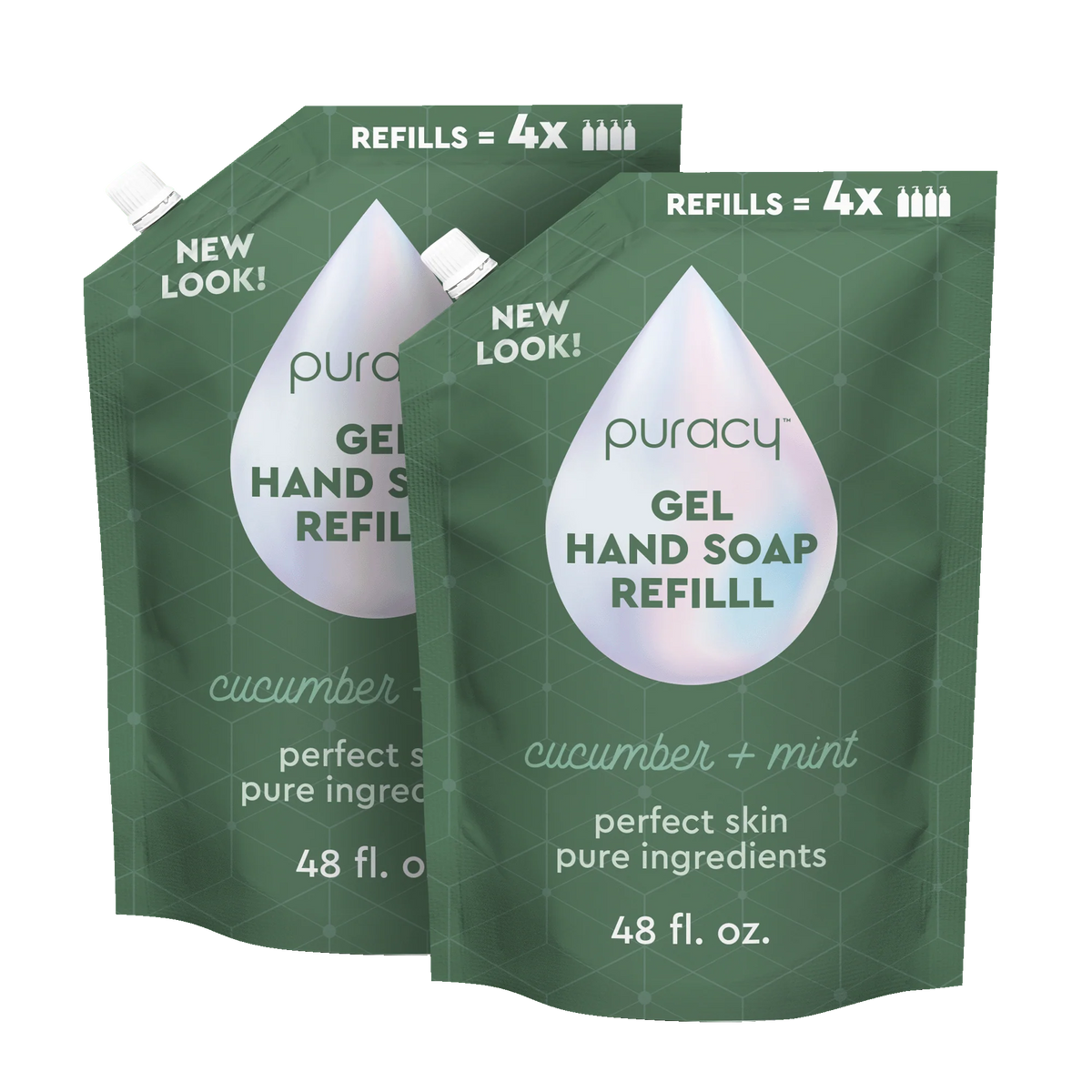 Puracy lavender vanilla gel hand soap in a pump bottle, set of two, with a clean, gentle formula for hand washing.